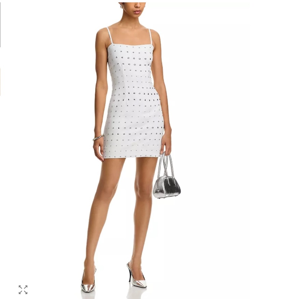 AQUA Studded Mini Dress – White – Size M – NWT